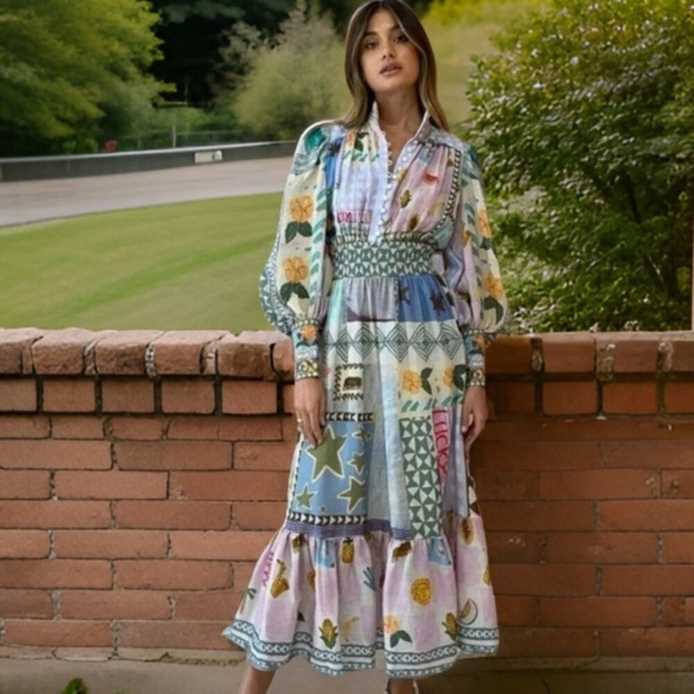 Boutique Patchwork Maxi Dress NWT Similar to Alemais- This looks like Alemais